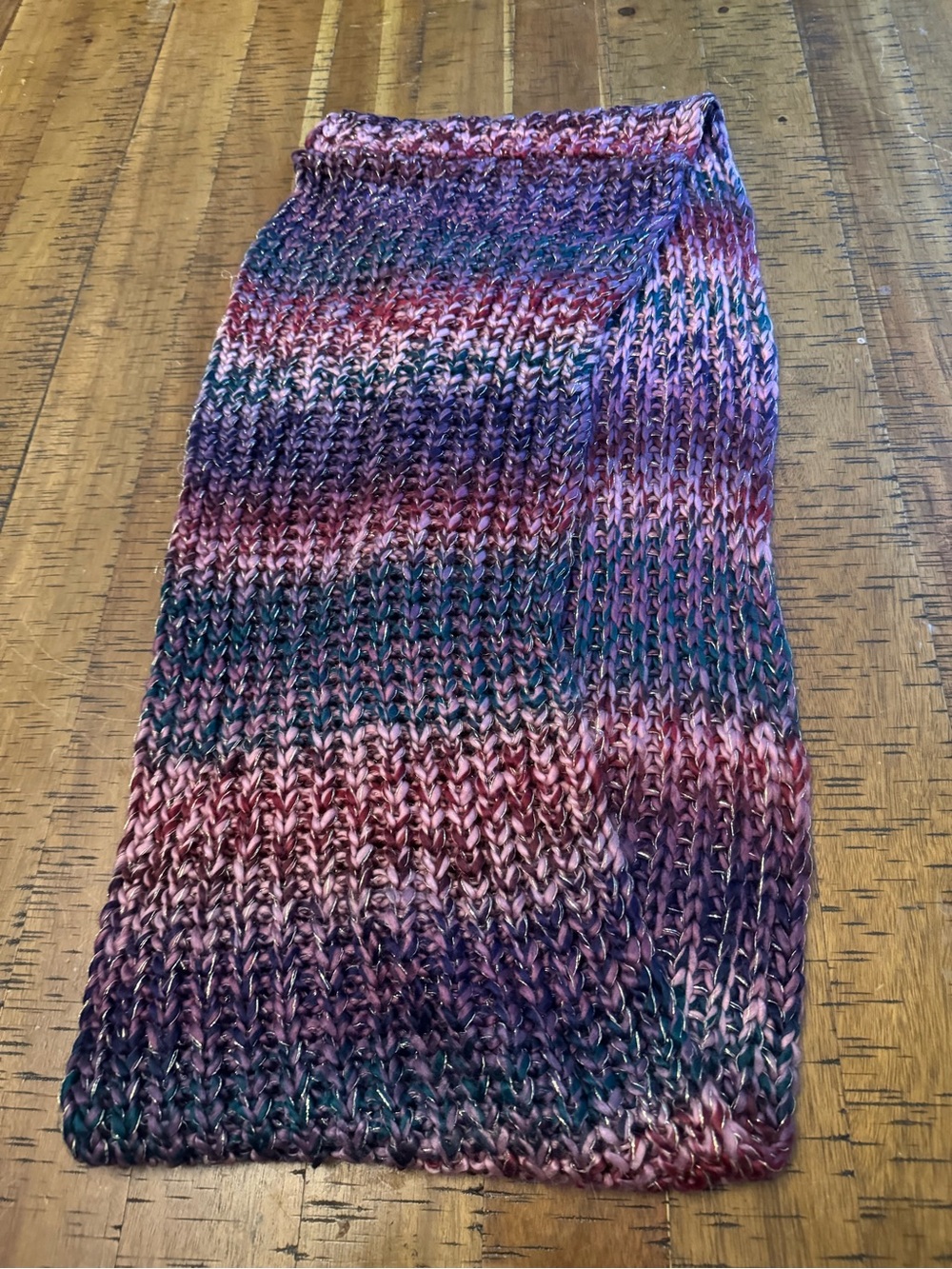 Multicolor Knit Infinity Scarf - Pink, Purple & Teal